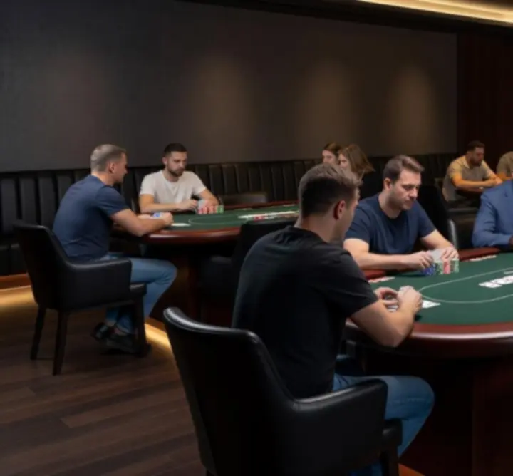 Strefa pokera w Rilvo Arena z profesjonalnymi stołami do gry